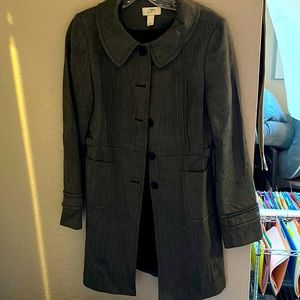 Ann Taylor Loft long blazer jacket, size 2, gray/black